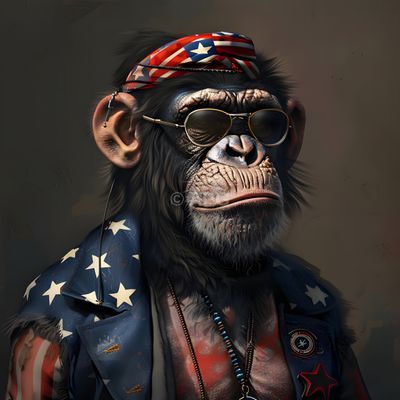 Affe im Americana-Stil mit Sonnenbrille und Bandana